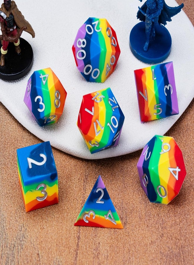 weyano Sharp Edge Silicone Rubber Poly DND Dice Set D&D Polyhedral Dice 7pcs (D4, D6, D8, D10, D12, D20, D%) for Dungeons and Dragons, RPG, MTG for Ages 15 and Up - Image 2